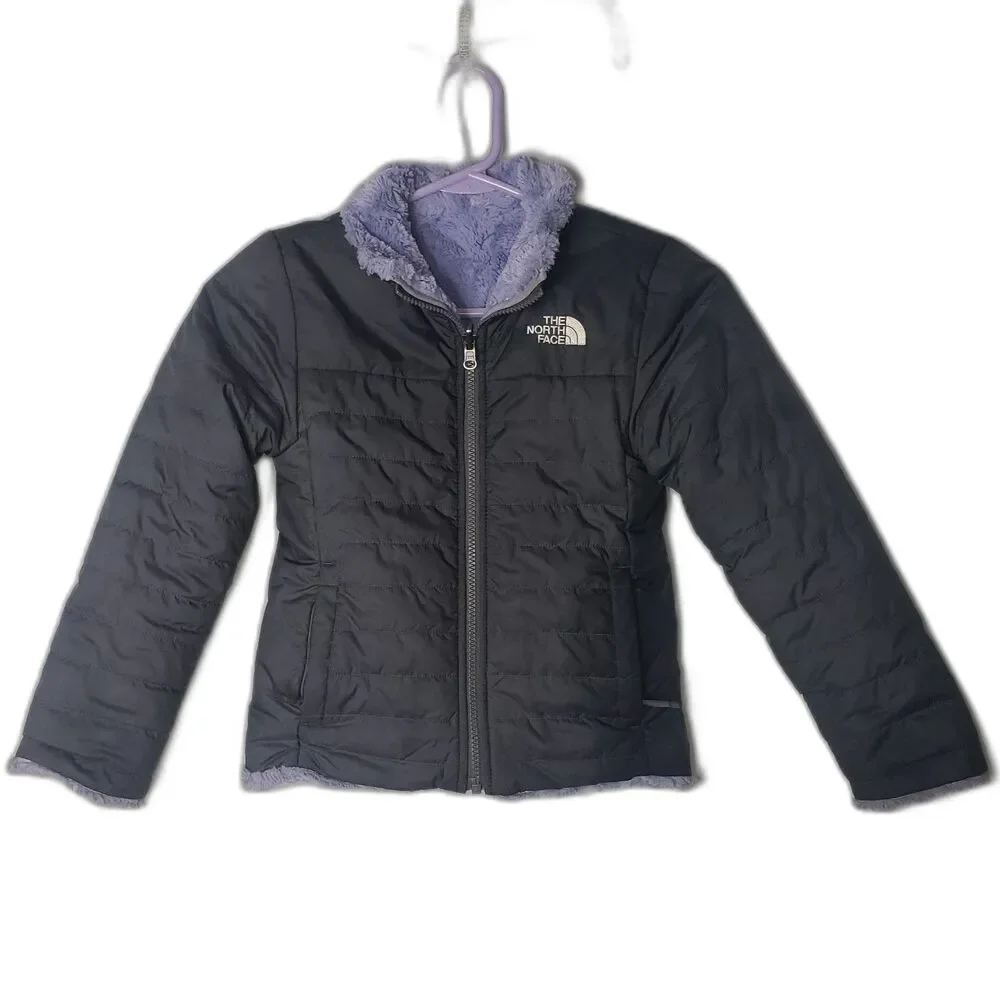 THE NORTH FACE Reversible Gray Purple Fleece Lined Jacket Coat Girls Size XS